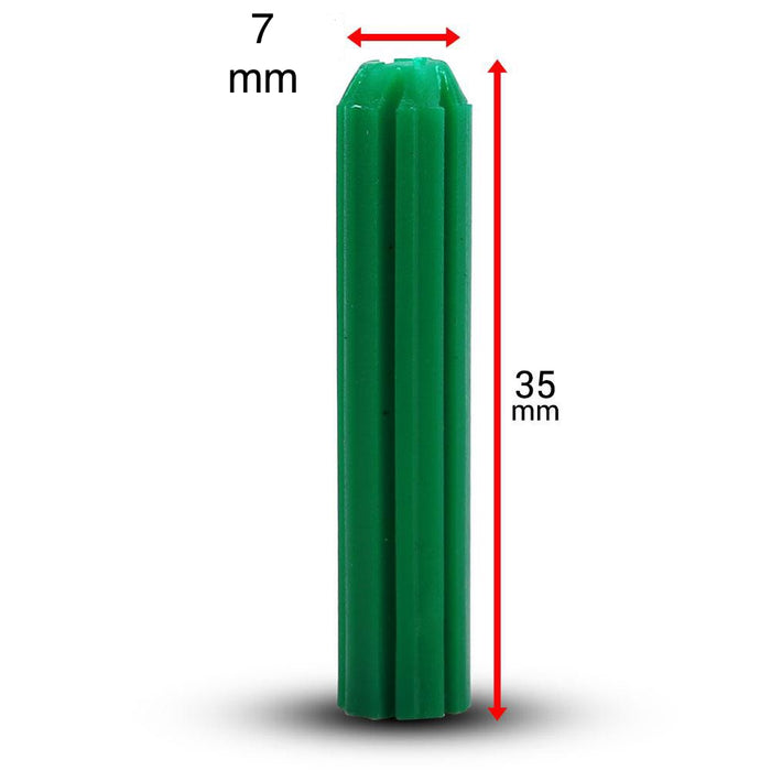 STAR PLUG GREEN 7MM X 35MM SUITS SCREW 10-12G 50PCS/BAG