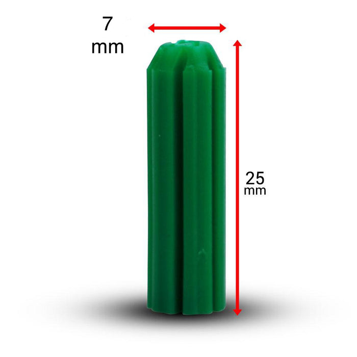 STAR PLUG GREEN 7MM X 25MM SUITS SCREW 10-12G 50PCS/BAG