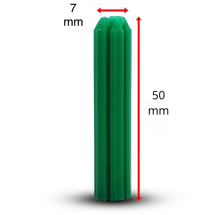 STAR PLUG GREEN 7MM X 50MM SUITS SCREW 10-12G 50PCS/BAG