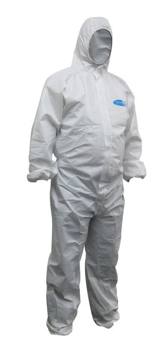 WHITE LAMINATED COVERALL BREATHABLE WATER REPELLANT SIZE L (25 BOXES/CTN)